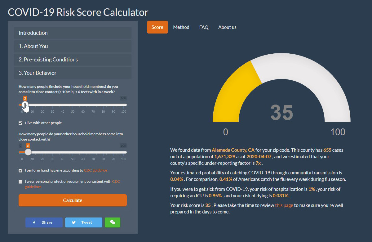 COVID-19 Risk Score Calculator