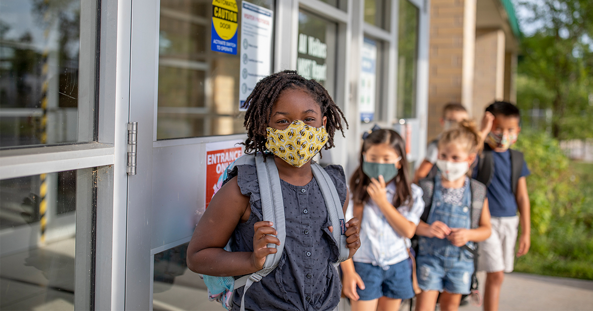 Children returning to school