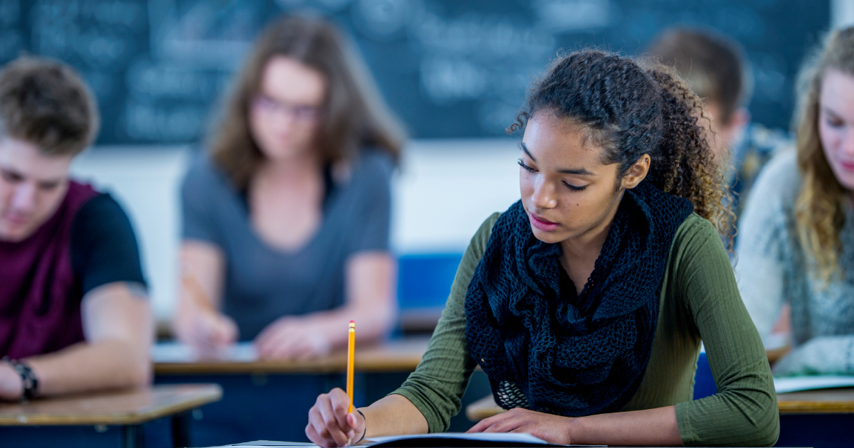 Students working at desks