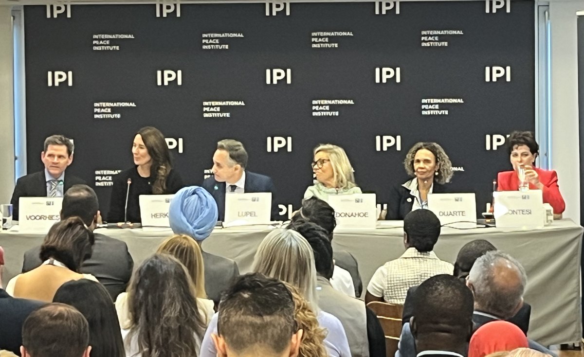 Panelists discuss the importance of safe and inclusive DPI during an event at the International Peace Institute