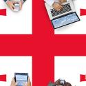 Georgia flag with people using computers