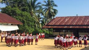 Children outside classroom in Indonesia