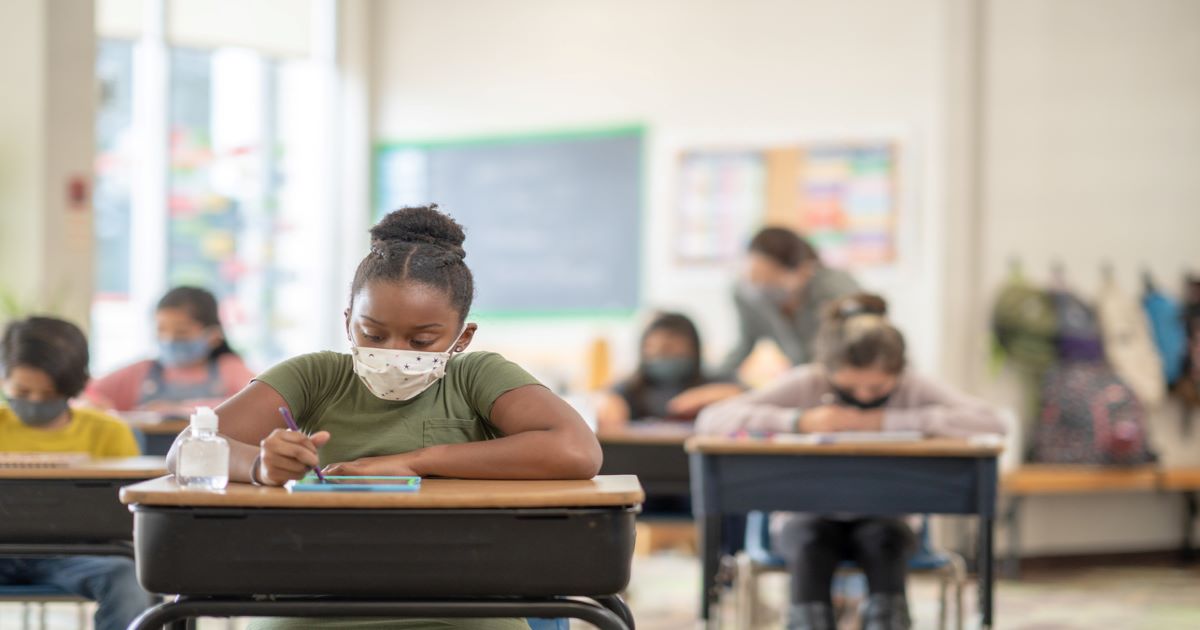 Students in classroom during COVID