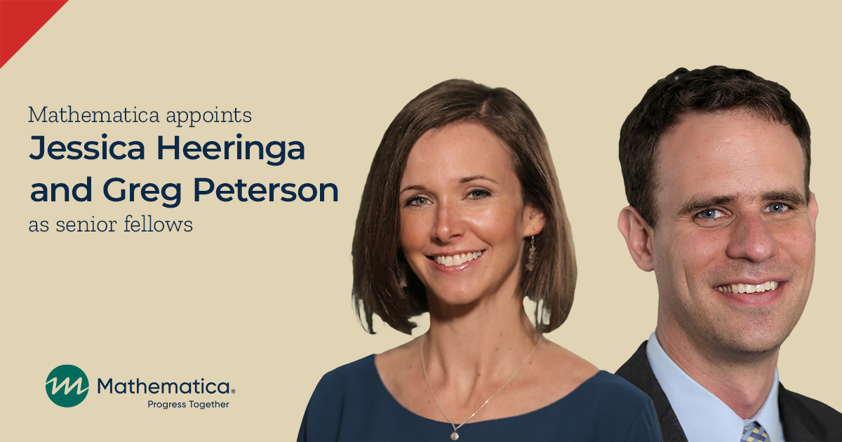 Mathematica appoints Jessica Heeringa and Greg Peterson as senior fellows.