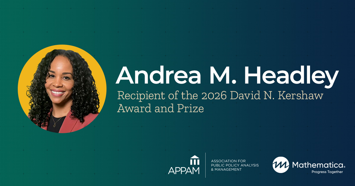 Portrait of Andrea M. Headley with text announcing her as the recipient of the 2026 David N. Kershaw Award and Prize.