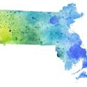 water color map of Massachusetts