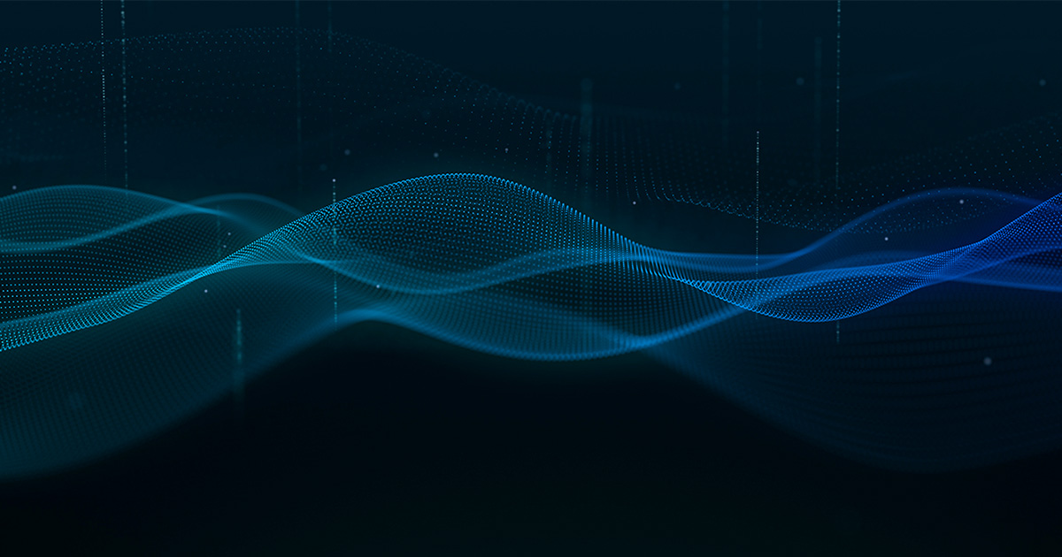 Abstract image of flowing blue waves on a dark background